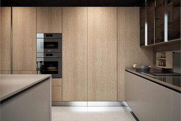 Modern luxury kitchen interior design in minimal style