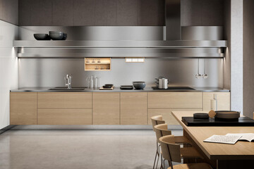 Modern luxury kitchen interior design in minimal style