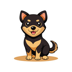 Brown And Black Puppy, Dog, Husky, Funny, icon, Illustrations Set