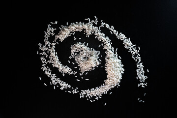 Close up of raw white rice grains