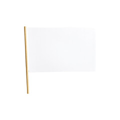  White Blank Fabric Flag Waving in the Air Isolated on White Background