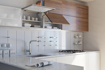 Modern luxury kitchen interior design in minimal style