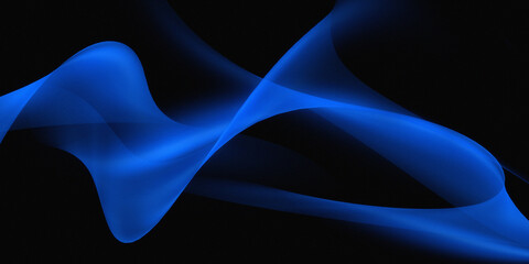 Blue abstract wavy pattern in black background.