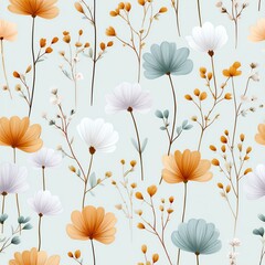 Floral Pattern: A close-up view showcases an elegant seamless pattern composed of various flowers, offering a touch of nature's artistry, a botanical tapestry, and a design.