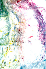 Absract background of shiny plastic and bubbles dreating bright sci-fi style texture background