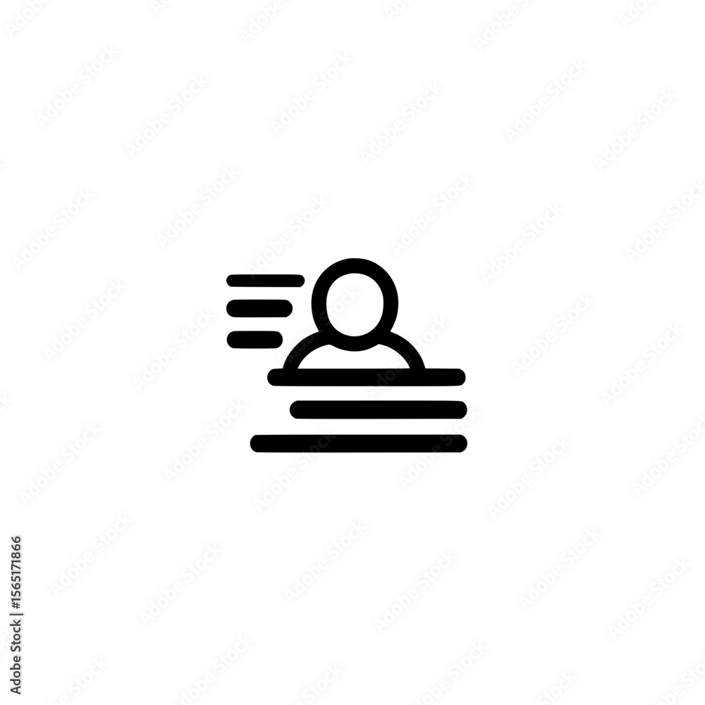 Poster user icon with dynamic motion lines vector illustration representing fast access and activity