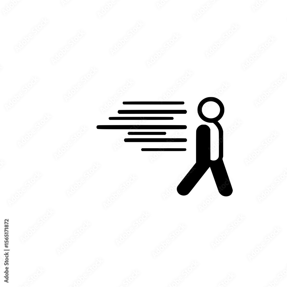 Poster person walking icon with dynamic motion lines vector illustration representing movement speed