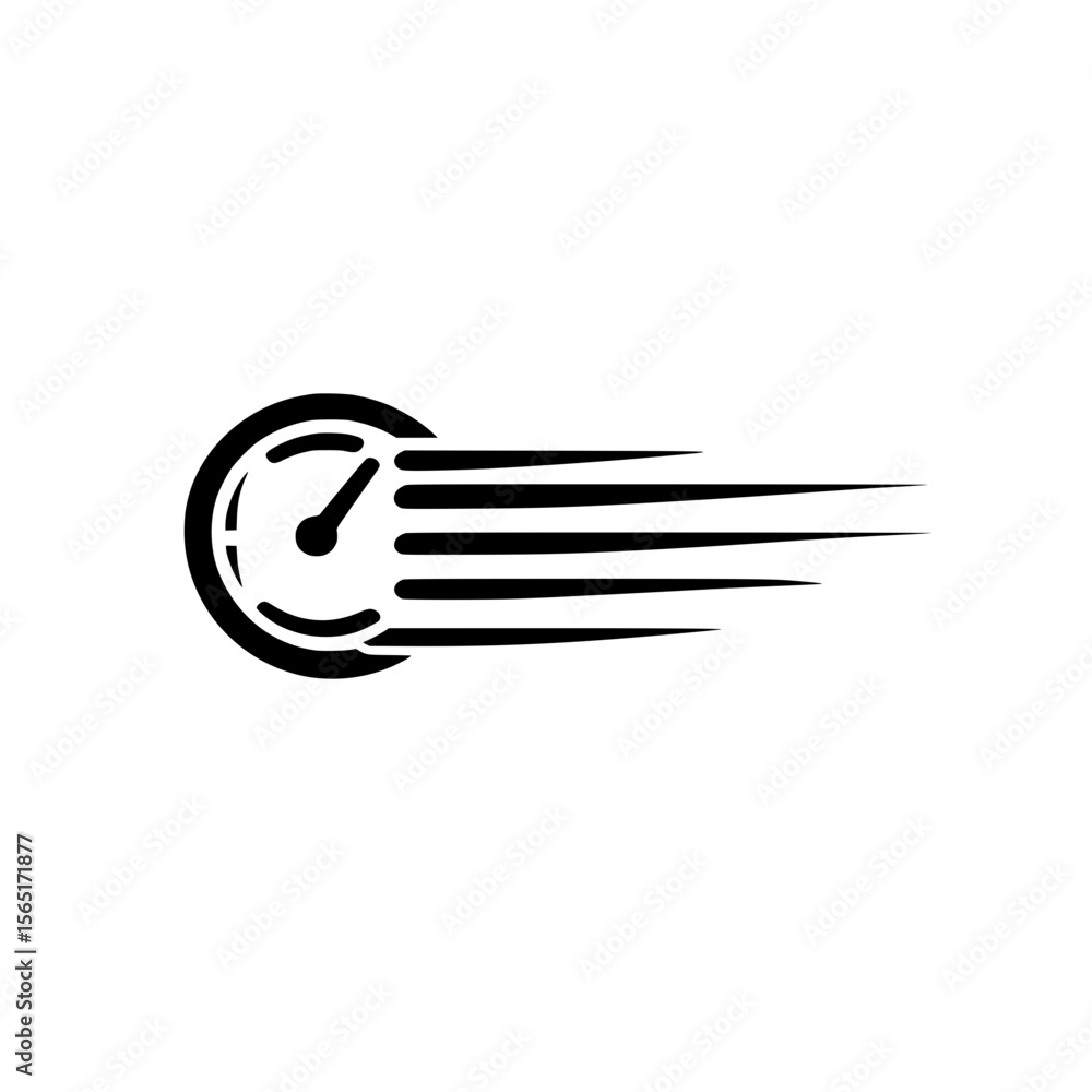 Poster wall clock with fast motion lines vector illustration representing time speed and urgency concept