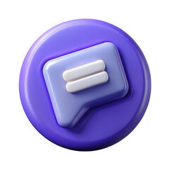 Purple chat bubble with white message lines message icon