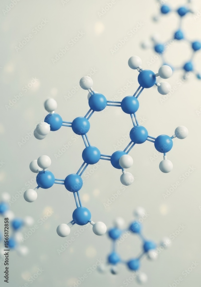 Poster molecular structure science illustration - a 3d model depicting a complex molecule, symbolizing scie