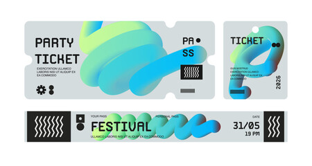 Control ticket bracelets for events, disco, festival, fan zone, party, staff. Vector mockup of a festival bracelet in a futuristic style.	
