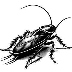 Black and White Vector of a Cockroach Silhouette