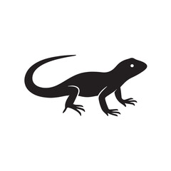 Obraz premium Lizard Silhouette Vector Illustration of Reptile on White Background