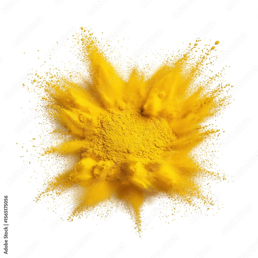 Poster yellow powder exploding transparent a particle cloud creating with background, perfect for graphic r