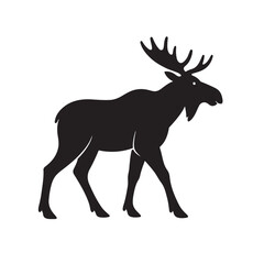Fototapeta premium Moose Silhouette Vector Graphic of Wild Animal on White Background