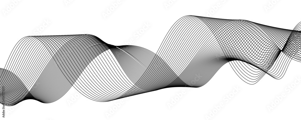 Poster abstract modern background with flowing wave design and fine lines and halftone dots. multiple overl