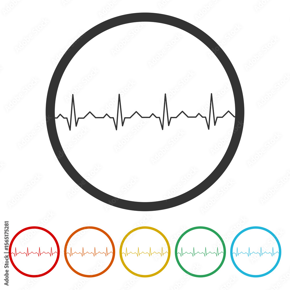 Poster heartbeat icon. set icons in color circle buttons