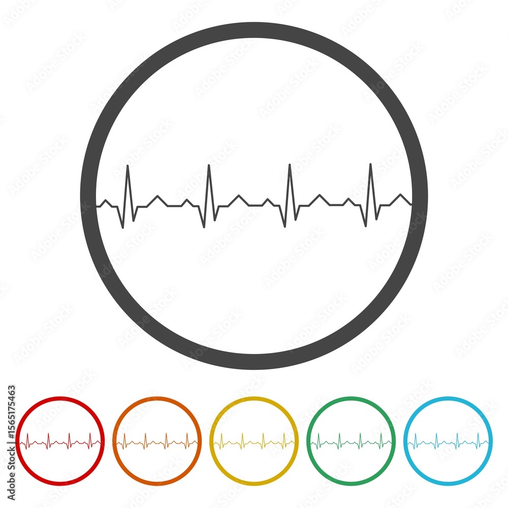 Poster heartbeat icon. set icons in color circle buttons