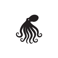 Naklejka premium Octopus Silhouette Vector Sea Animal Illustration for Logo, Marine and Nautical Design