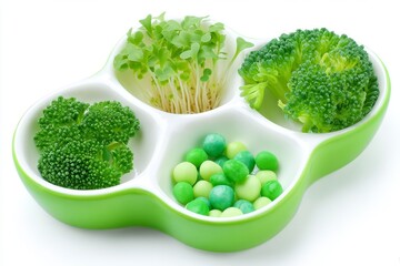 Microgreens thrive on the windowsill and micro green radish grows in a box, both captured with selective focus