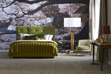 Modern luxury bedroom interior in minimal style