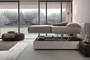 Modern luxury bedroom interior in minimal style