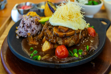 salisbury steak on the dish