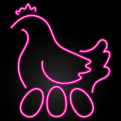 Fototapeta premium chicken neon sign, modern glowing banner design, colorful trend of modern design on black background. Vector illustration.