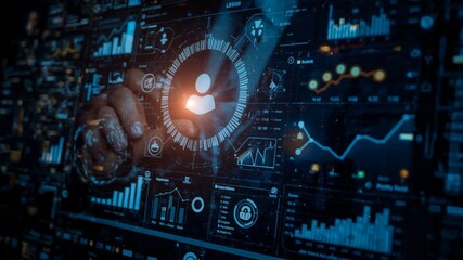 hand pushing a button on a touch screen
