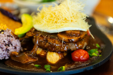 salisbury steak on the dish