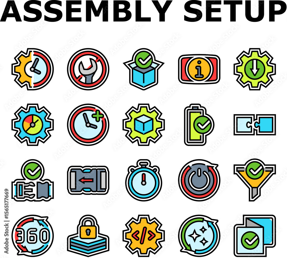 Poster assembly setup product icons set vector