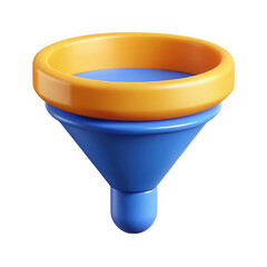 Orange and blue funnel liquid pouring