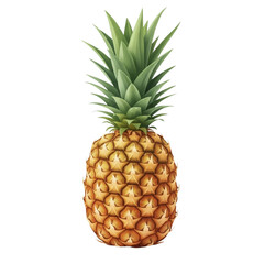 Fresh Ripe Whole Pineapple Isolated on Transparent Background, Vibrant Tropical Pineapple Fruit Vector Illustration, Healthy Exotic Pineapple with Green Leaves and Transparent Background. 