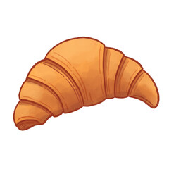 Croissant bread watercolor illustration style with transparent background and textured 