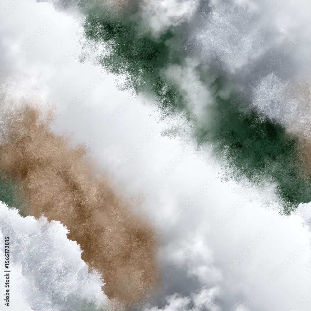 Poster fluffy white clouds float on a dark backdrop, creatively interlinked with shimmering golden lines fo