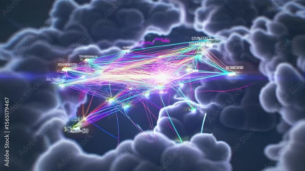 Aufkleber visualizing data connectivity a network of vibrant connections