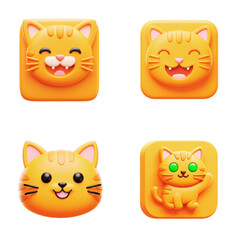 Obraz premium Cartoon cat emoji icons in playful styles and vibrant colors 