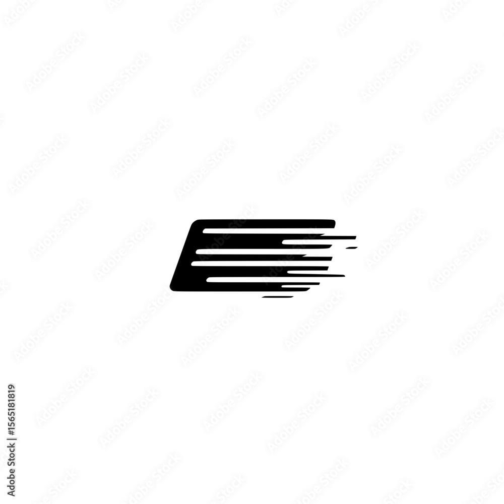 Poster card icon with dynamic motion lines vector illustration representing fast transaction and payment