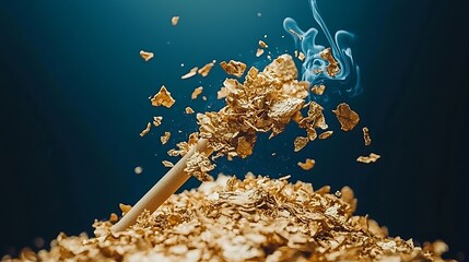 Soft ash flakes falling from a burning incense stick in a quiet space with subdued lighting