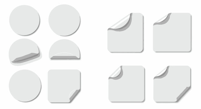 Assorted Blank Sticker Shapes in Flat Design Style