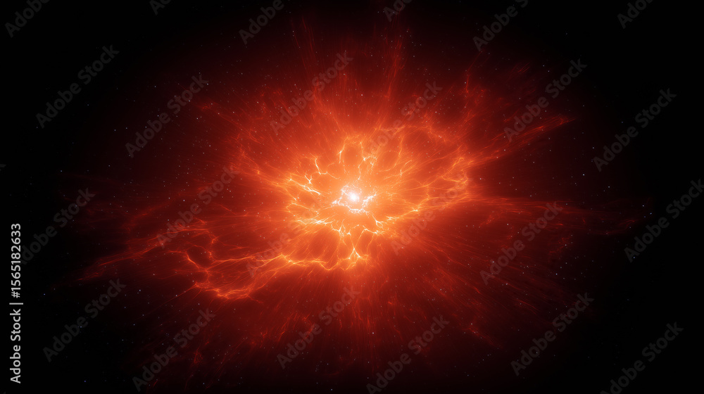 Canvas Prints an intense cosmic explosion illuminates the dark expanse of deep space, displaying vibrant red and o