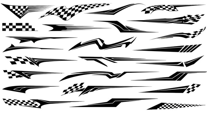 Diverse Racing Decal Designs for Vehicles