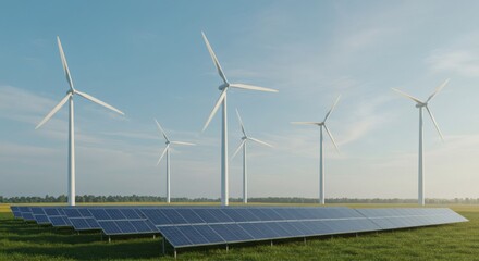 Fototapeta premium Solar and Wind Energy Farm