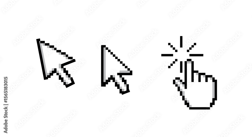 Fototapete Pixelated Cursor Icons Representing Different Mouse Actions