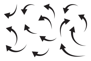 Curved arrow icons. curved arrows set. arrow symbol collection. vector