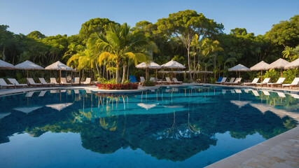 swimming pool in a tropical resort