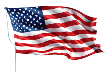 Obraz premium Dramatic Angle USA Flag Illustration with Clear Fabric Detail and Motion Isolated to Transparent Background