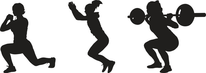 Gym exercises woman in white background