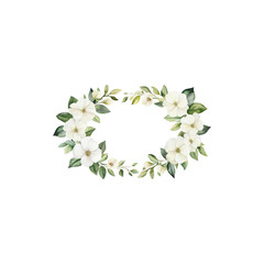 Obraz premium Elegant Wreath of White Flowers with Delicate Petals Isolated on White Background