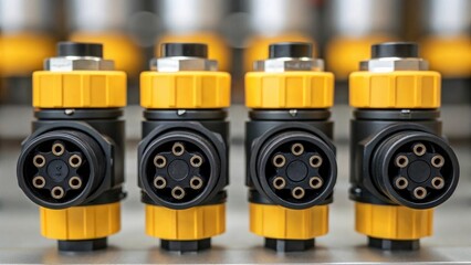 Closeup of the modular connectors used to assemble subsea mining units highlighting their durability and connection reliability under highpressure conditions..